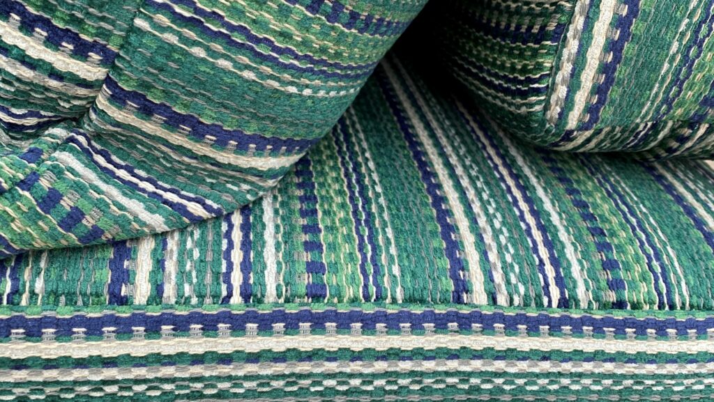 green stripped fabric