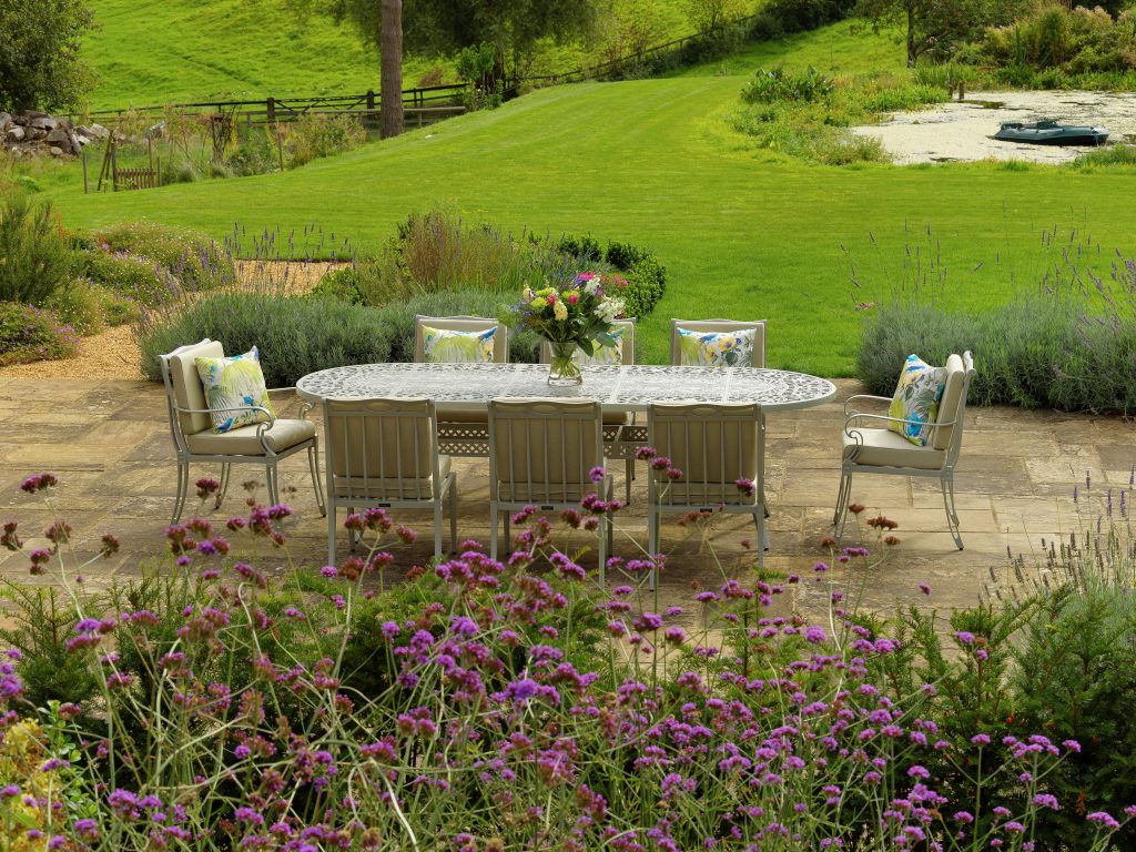 Oxley's Scroll 8 Seater Set, cast aluminium outdoor table